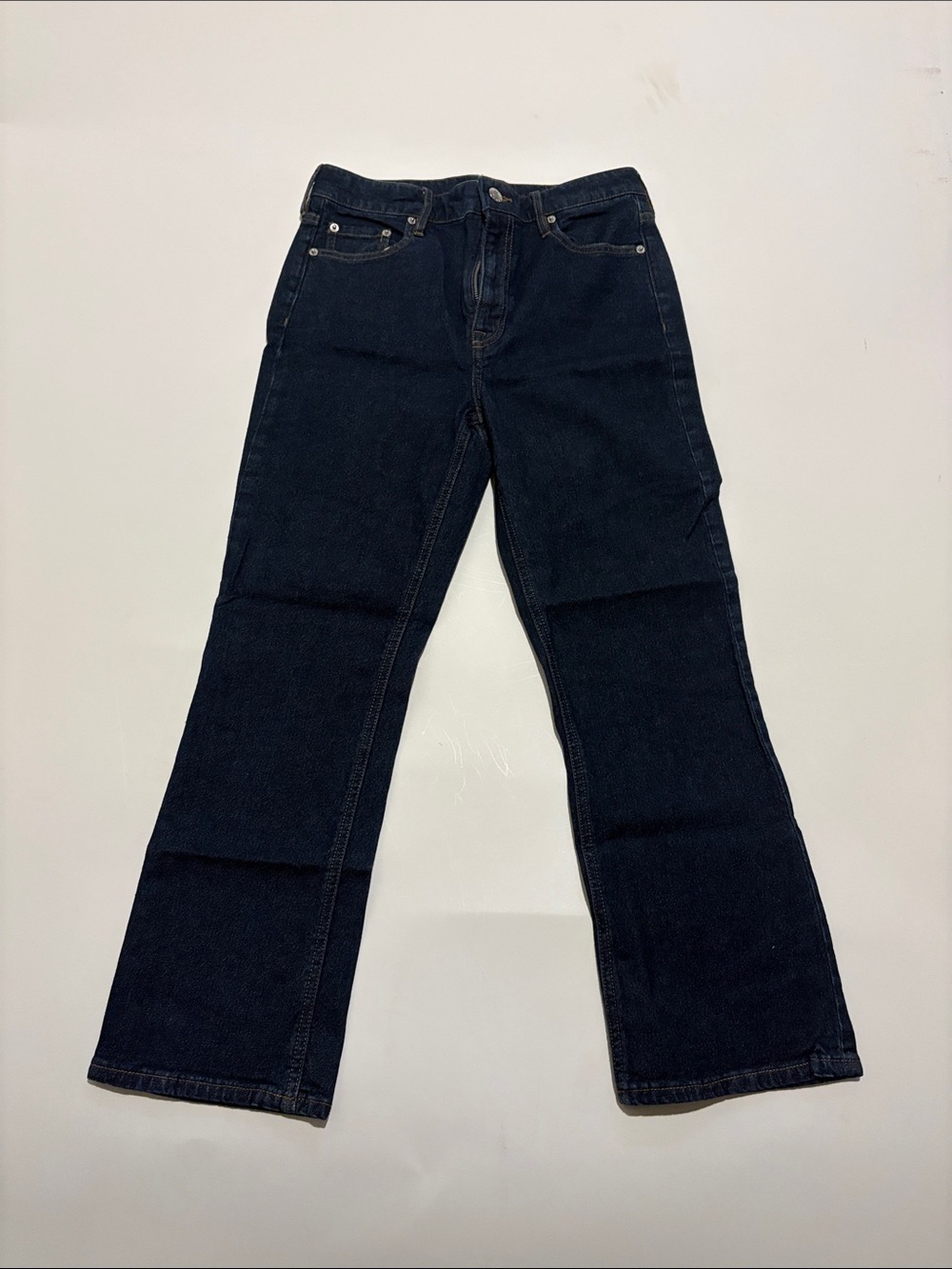 Club Monaco The Kick Crop Blue Flare Jeans